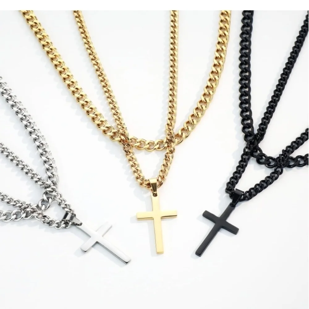 Black Cross Pendant Necklace